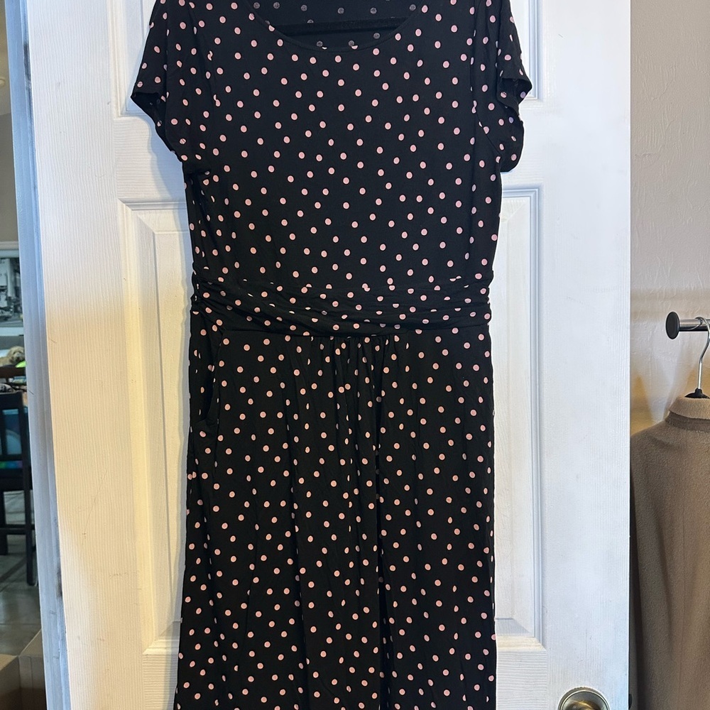 Boden Black and Pink Sheath Dress with Peter Pan Collar